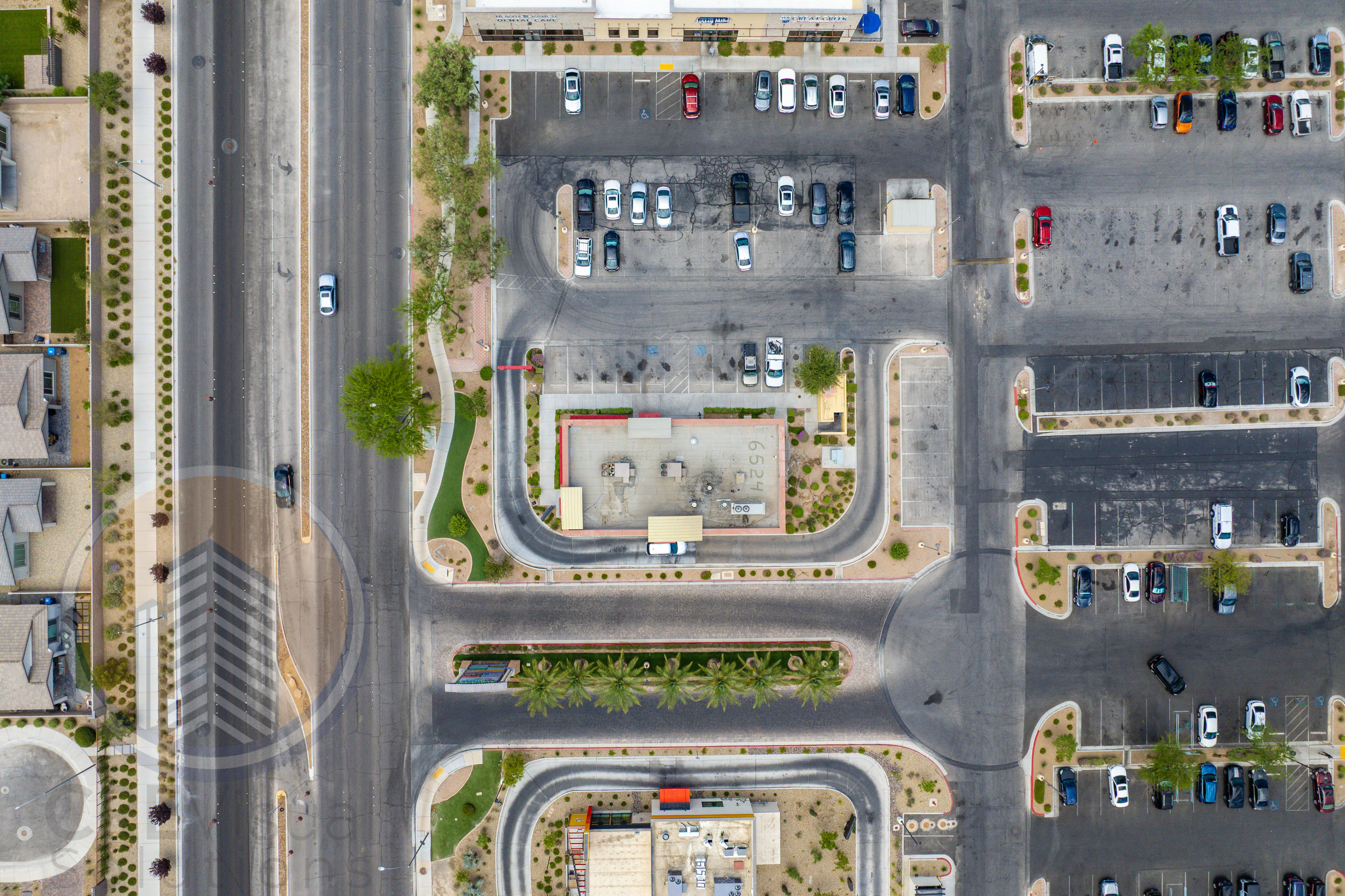 Retail parcel 90-degree aerial look down — commercial drone photography Las Vegas